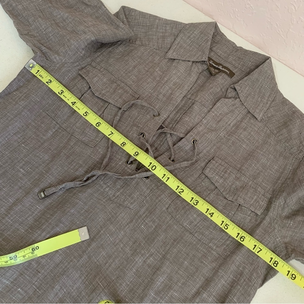 Tommy Bahama Linen Dress Womens XS Brown Roll Tab Lace-up‎ Bodice Summer casual - Picture 9 of 11